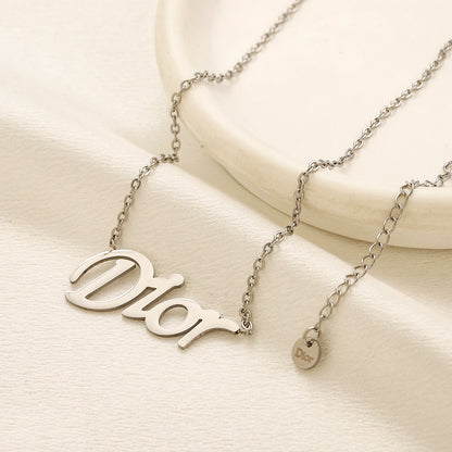 304 Stainless Steel Letter-Motif Earrings, Bracelet & Necklace Collection