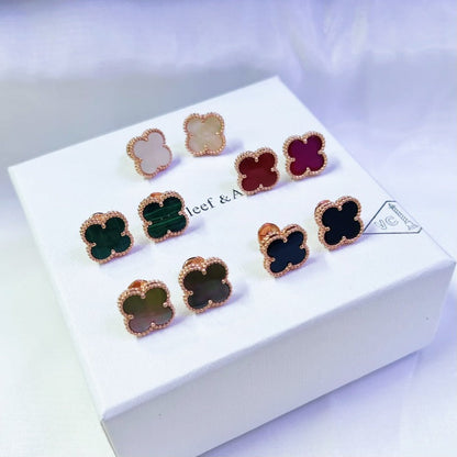 Beaded-Edge Quatrefoil Stud Earrings