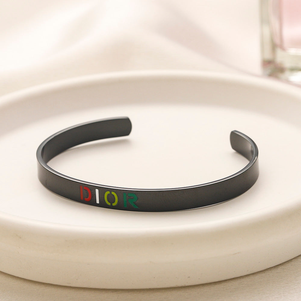 304 Stainless Steel Colorful Lettering Open Cuff Bracelet