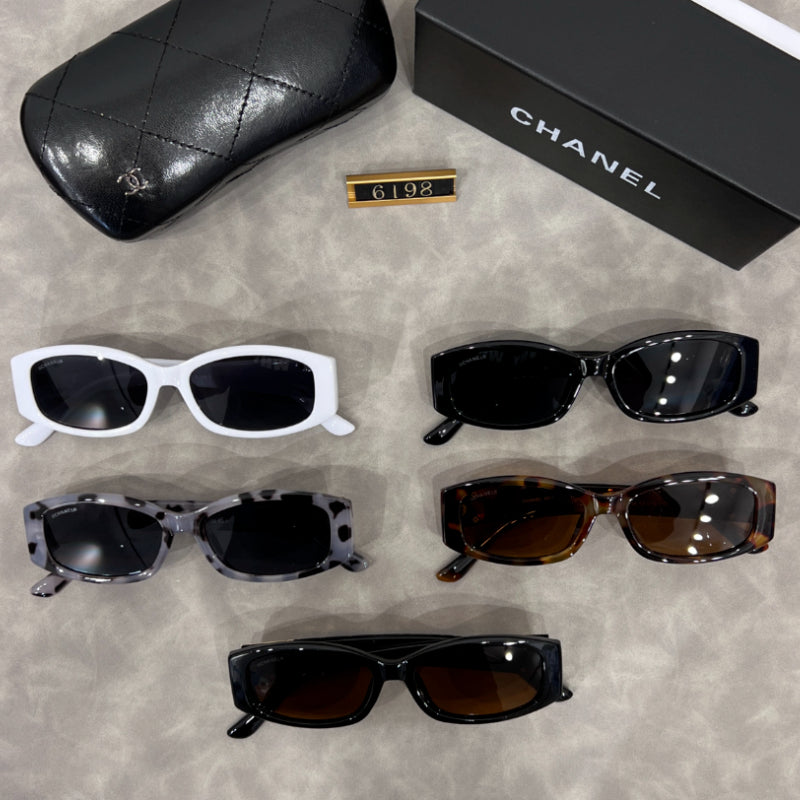 Narrow Oval Sunglasses with Metallic Temple Panels