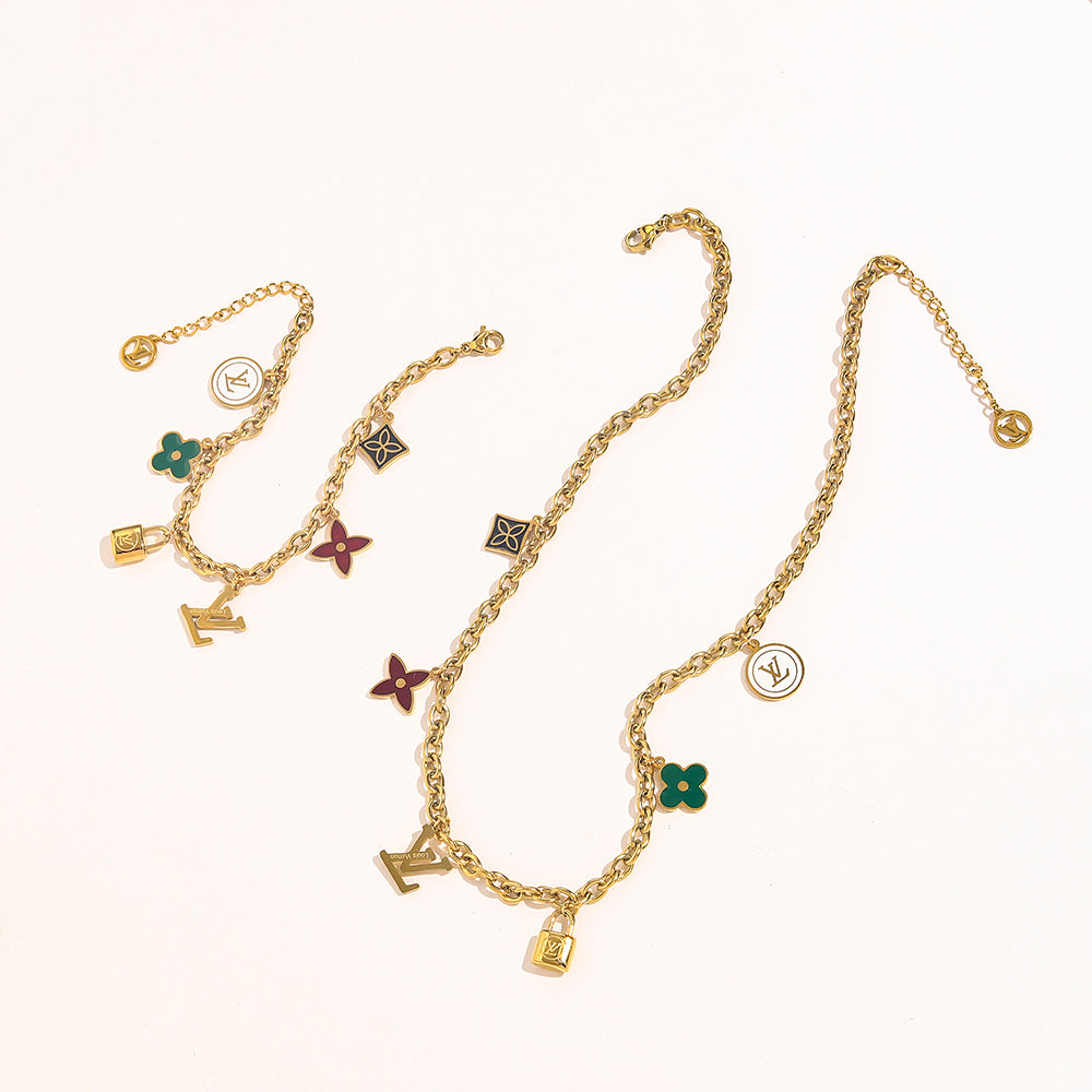 Set di collana e bracciale stampati in acciaio inossidabile 304
