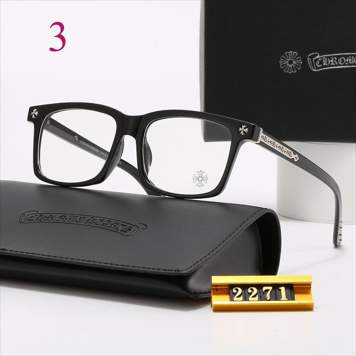 Angular Clear-Lens Glasses with Sculpted Browline