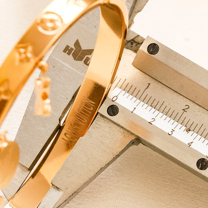 304 Stainless Steel Monogram Multi-Charm Bangle Bracelet