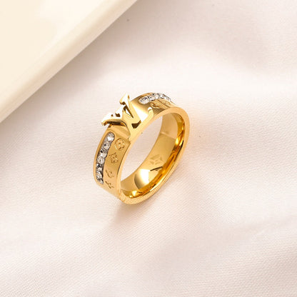 Copper Zirconium Real Gold Plated Ring,Rings Collection、L*V  Series
