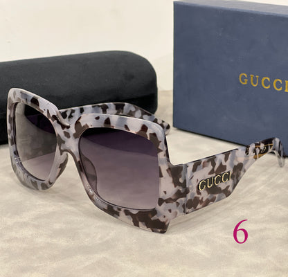 Oversized Butterfly Sunglasses with Broad Logo Temples