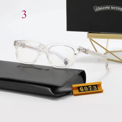Rectangular Clear-Lens Glasses with Decorative Temples
