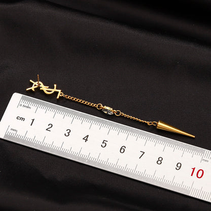 Alloy Monogram Spike Chain Dangle Earrings