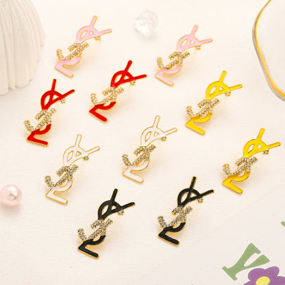 304 Stainless Steel Colorful Letter Stud Earrings