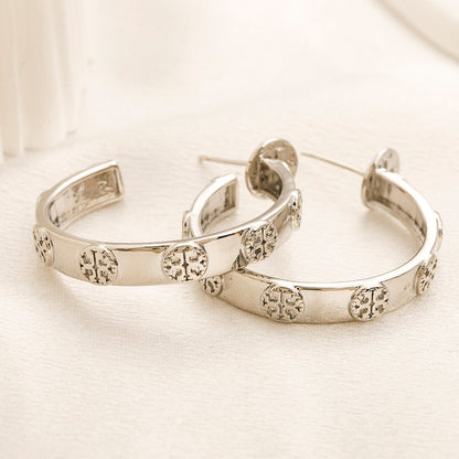304 Stainless Steel Pave Open Hoop Stud Earrings