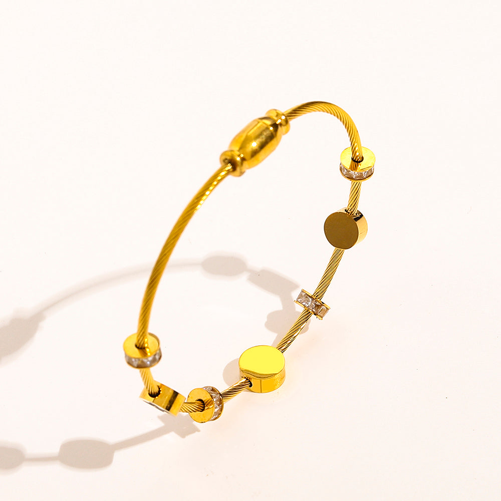 304 Stainless Steel Monogram Bead & Bar Bracelet