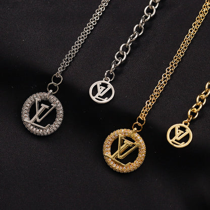 Copper Pave Round Monogram Earrings, Bracelet & Necklace Collection