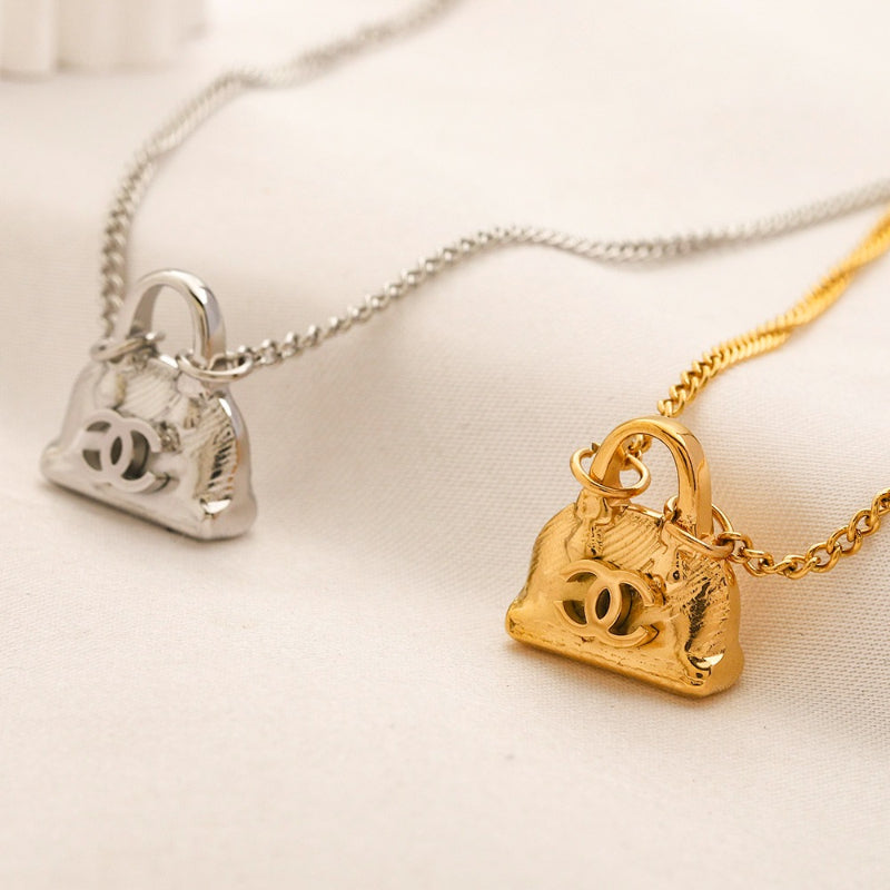 304 Stainless Steel Mini Handbag Pendant Necklace