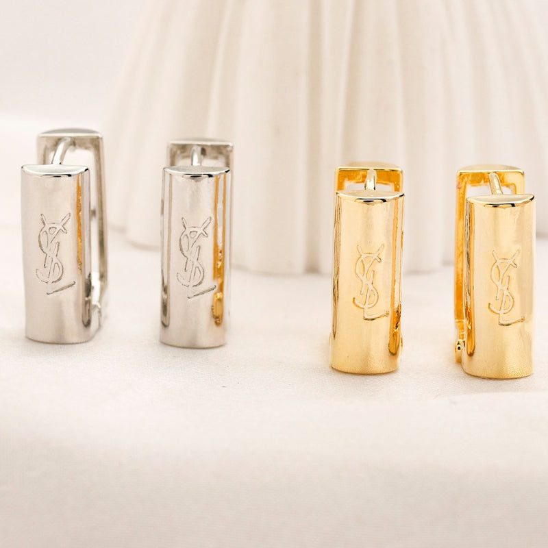 304 Stainless Steel Engraved Tube Hoop Earrings