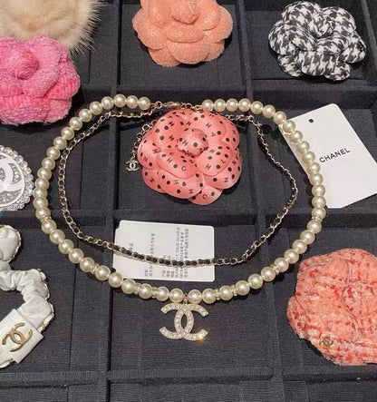 Double-Strand Pearl-Look Interlocking-C Necklace