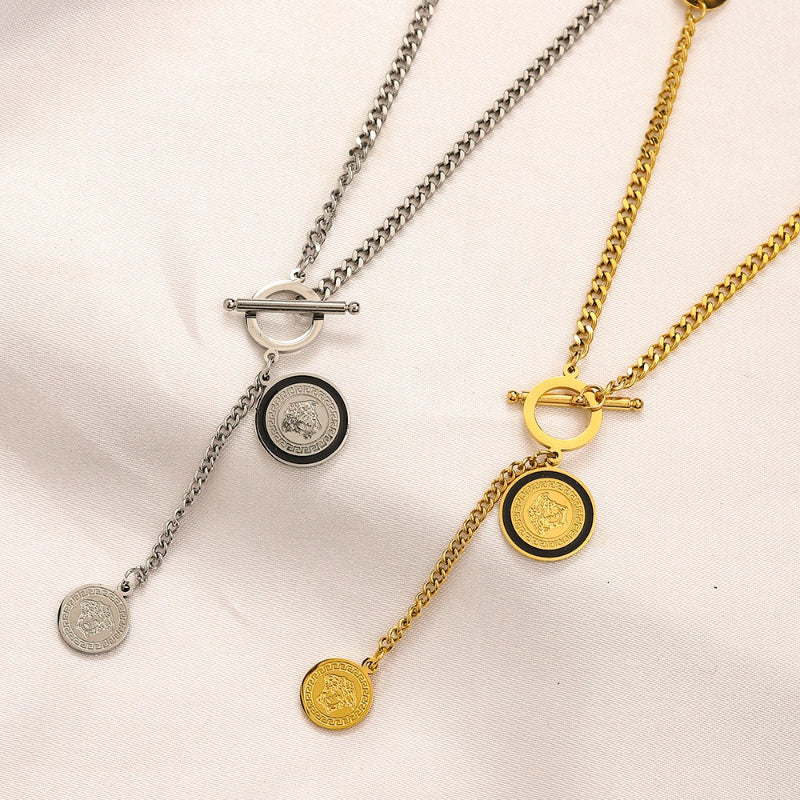 304 Stainless Steel Toggle Medallion Y-Drop Necklace