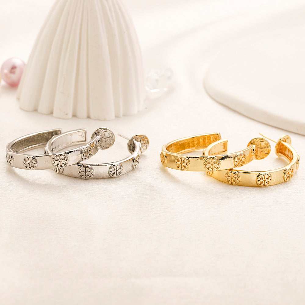 304 Stainless Steel Pave Open Hoop Stud Earrings