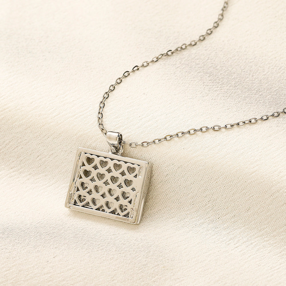 Copper Pave Square Lettering Pendant Necklace