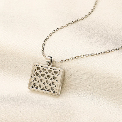 Copper Pave Square Lettering Pendant Necklace