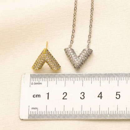 Copper Pave V Pendant Necklace