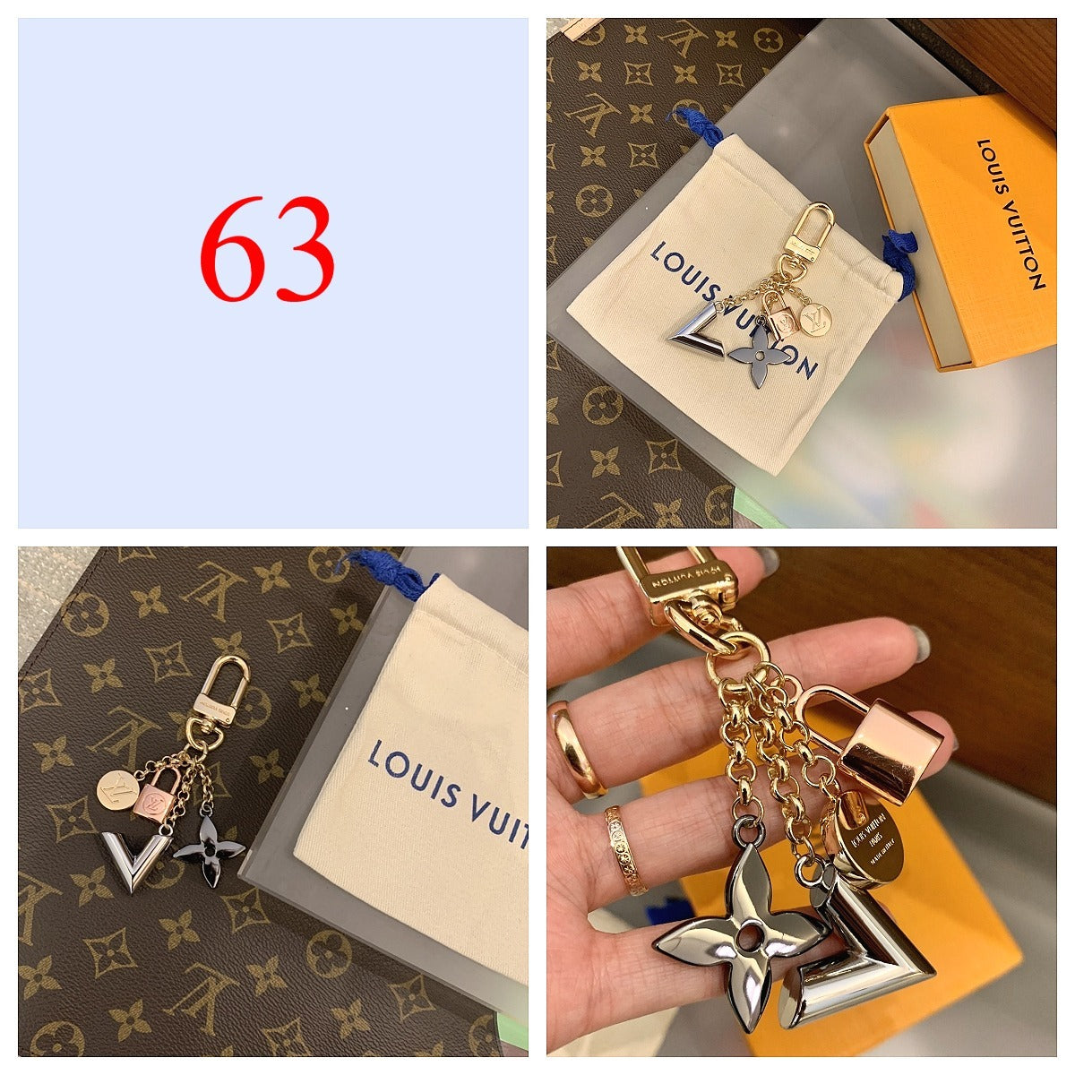 Premium Fashion Keychain Stylish Accessory、L*V Series、𝐊𝐞𝐲𝐜𝐡𝐚𝐢𝐧𝐬 & 𝐊𝐞𝐲 𝐑𝐢𝐧𝐠𝐬（𝐇）