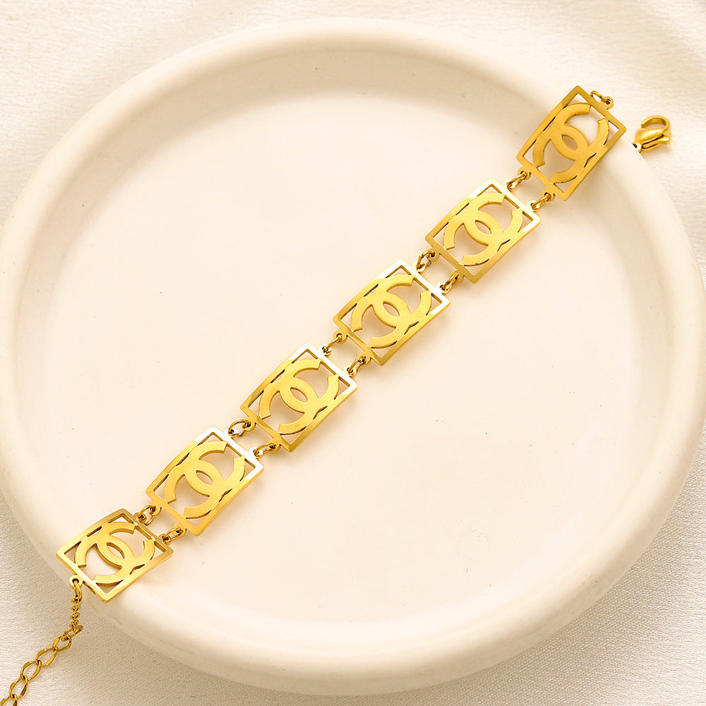 304 Stainless Steel Interlocking-C Link Chain Bracelet