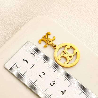 304 Stainless Steel Quatrefoil & Circle Drop Earrings