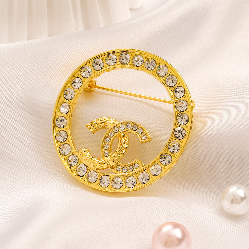Alloy Stamped Real Gold Plated Brooch,Brooches Collection、CH*NEL Series