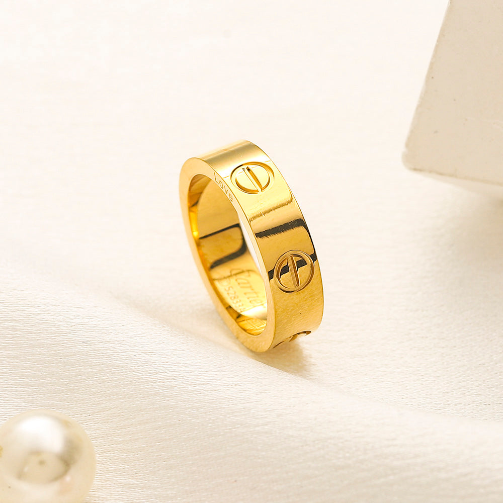 304 Stainless Steel Stamped Logo Ring、Cart*er Series  Rings Collection