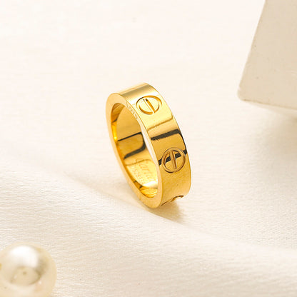 304 Stainless Steel Stamped Logo Ring、Cart*er Series  Rings Collection