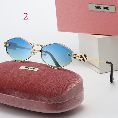 Round Metal-Frame Sunglasses with Logo Hinges