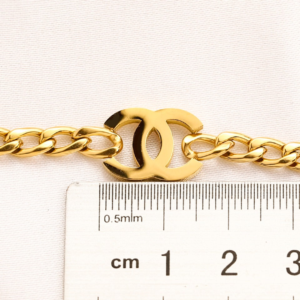 304 Stainless Steel Interlocking-C Curb Chain Bracelet