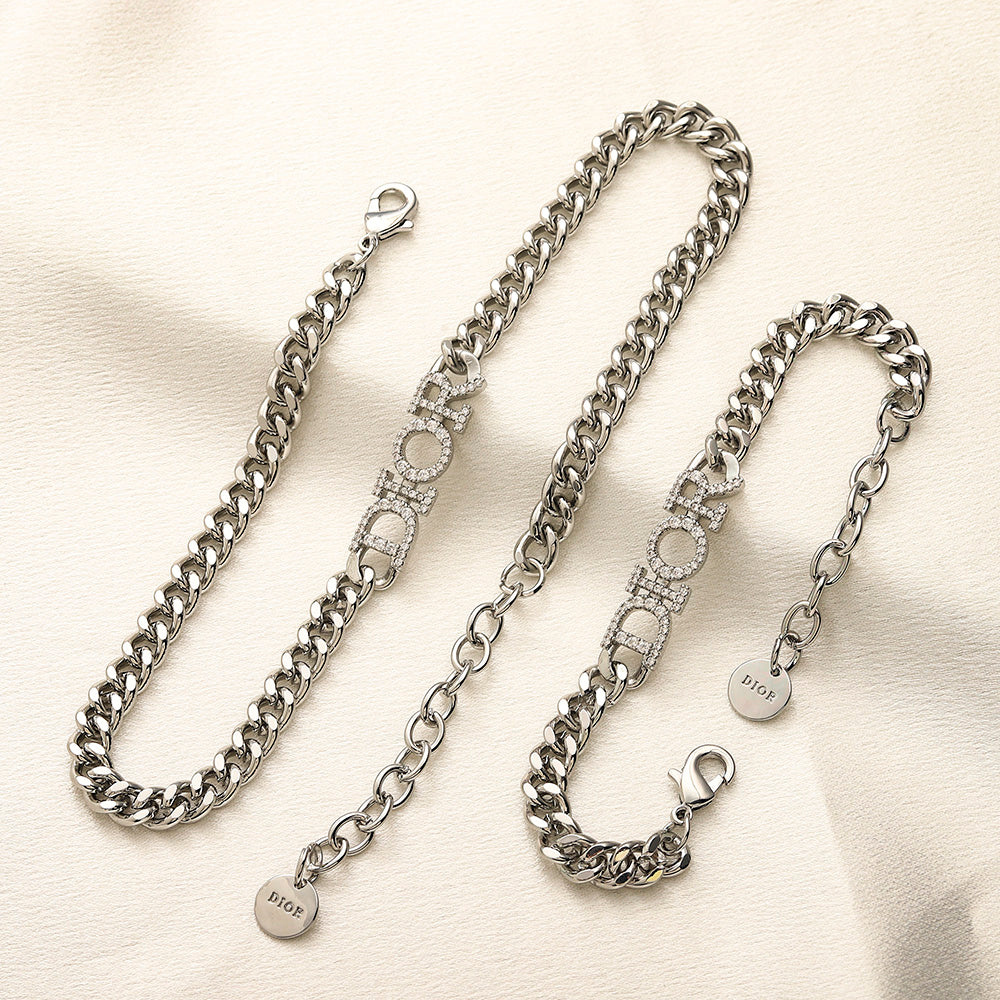 304 Stainless Steel Round Medallion Chain Bracelet & Necklace - Individual or Set