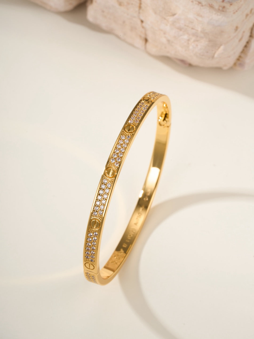 Pave Screw-Detail Bangle Bracelet