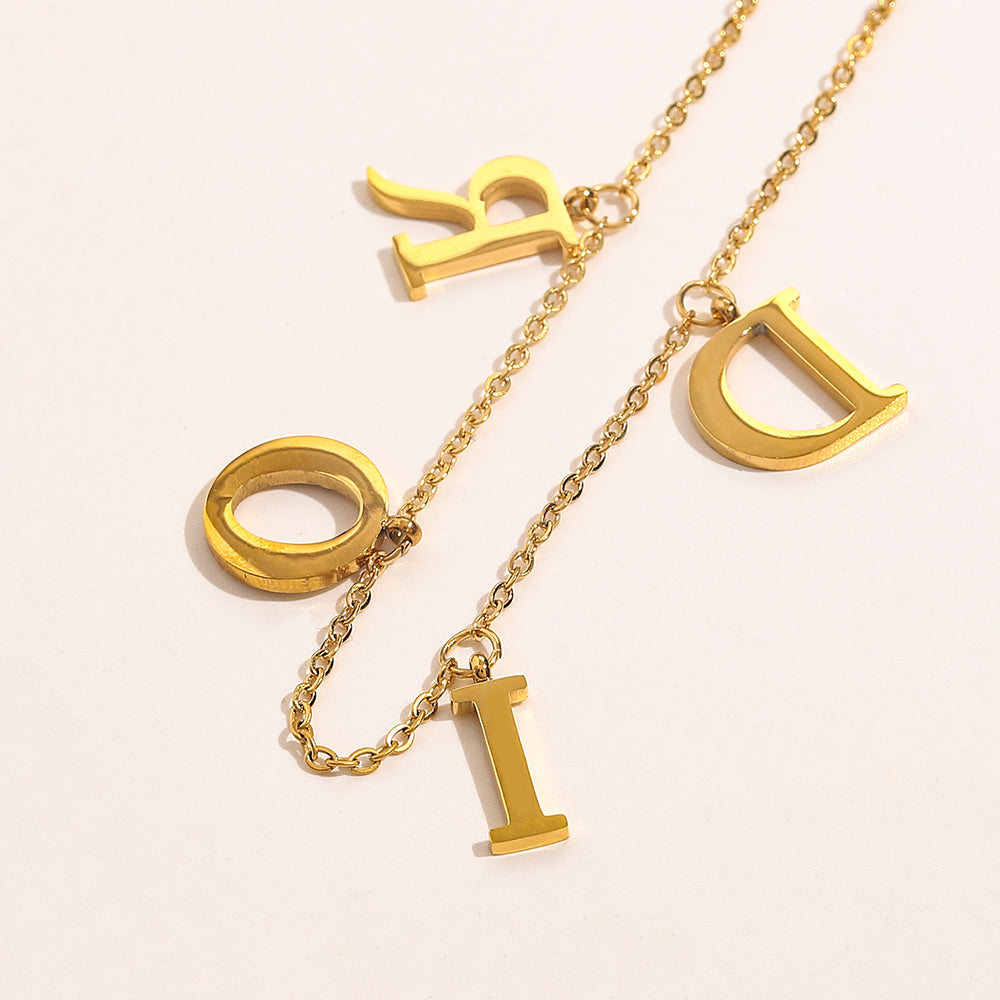 304 Stainless Steel Letter Station Fine Chain Necklace