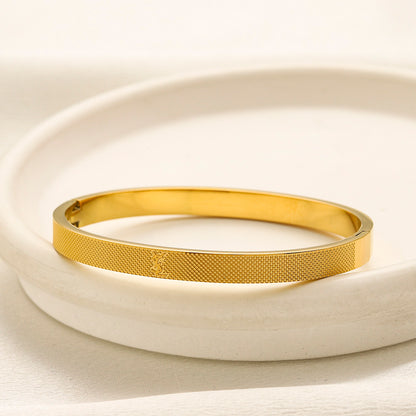 304 Stainless Steel Fine-Textured Hinged Bangle Bracelet