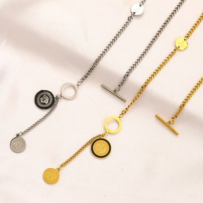 304 Stainless Steel Toggle Medallion Y-Drop Necklace