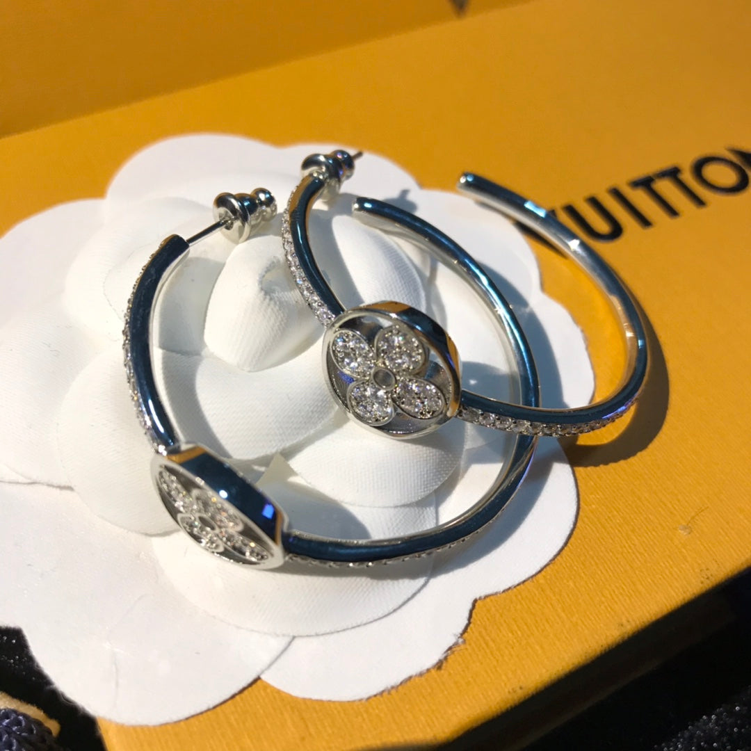 Round Floral-Accent Hoop Earrings