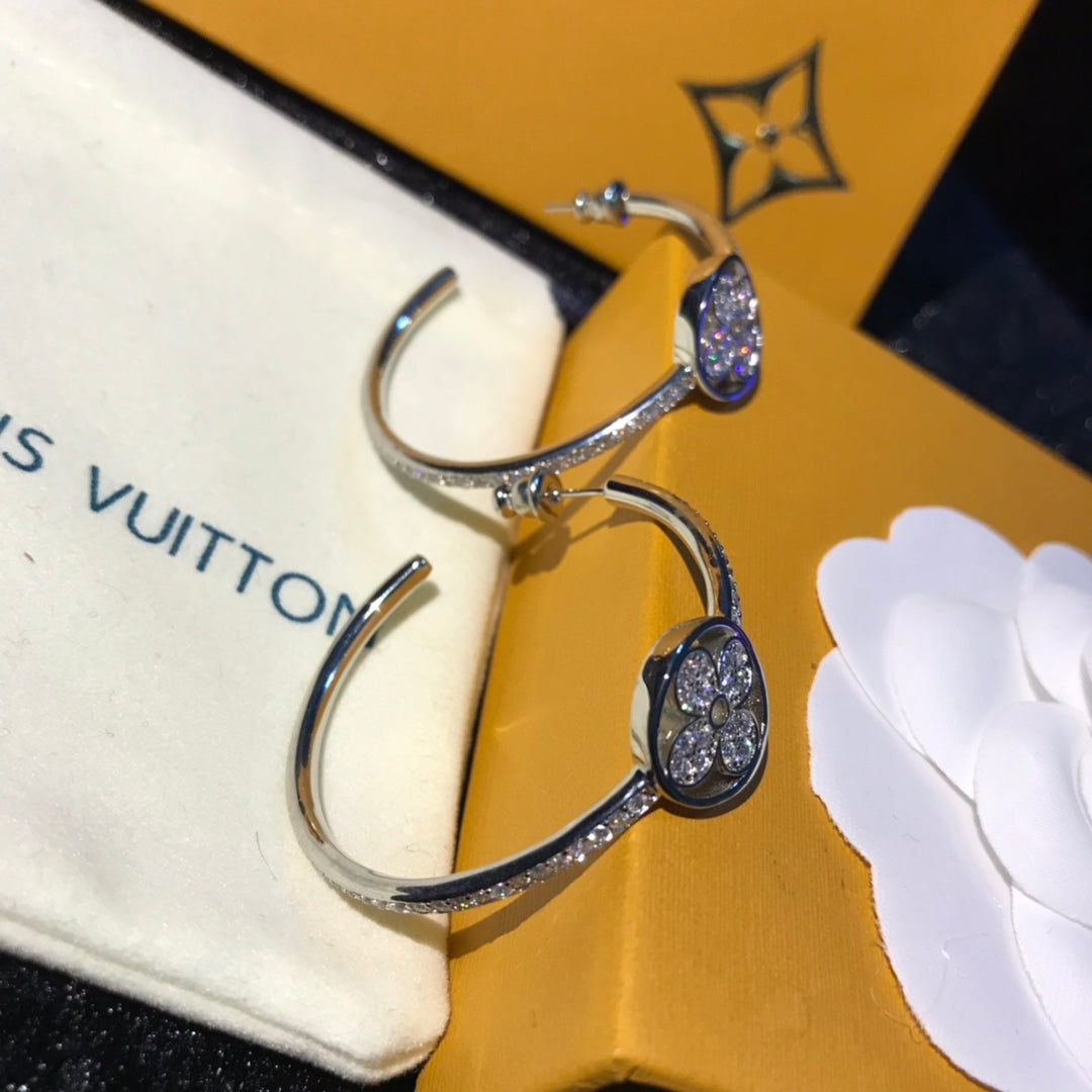 Round Floral-Accent Hoop Earrings