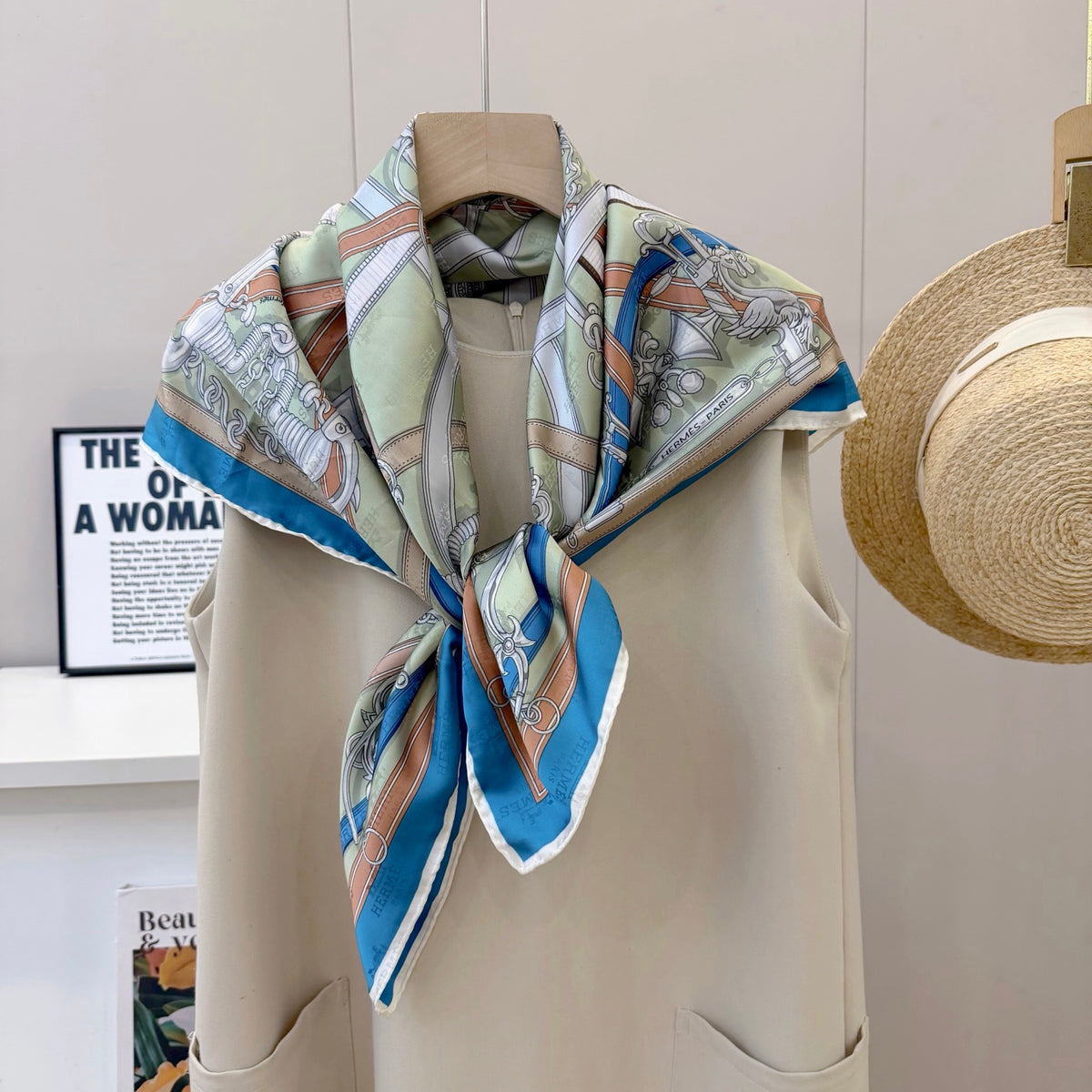 Belt & Buckle Print Square Scarf - 90 x 90 cm