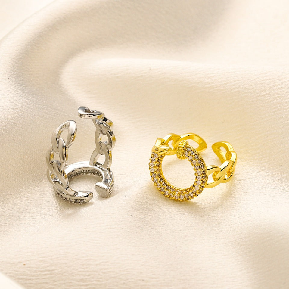 Anello placcato oro vero in rame e zirconio