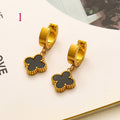 304 Stainless Steel Colorful Quatrefoil Stud Earrings