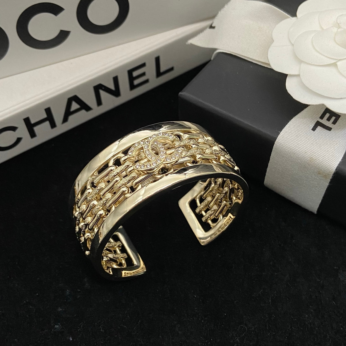 Layered Openwork Lettering Cuff Bracelet