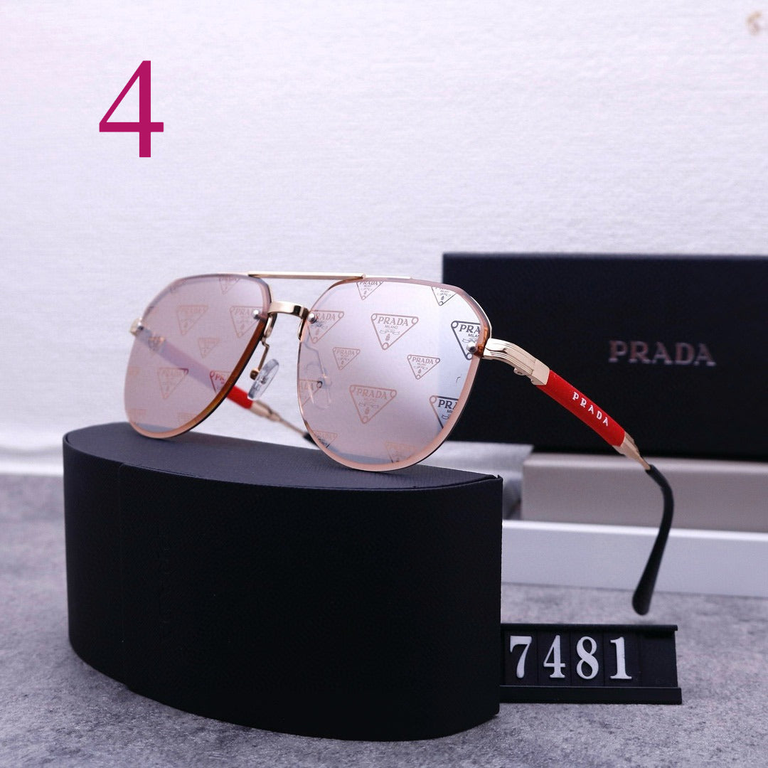 Squared Aviator Sunglasses with Contrast Temple Accents