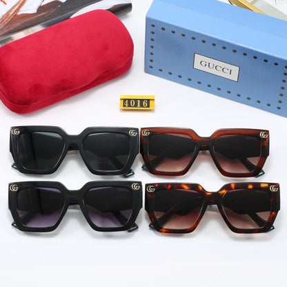 Geometric Square Sunglasses with Striped Temples