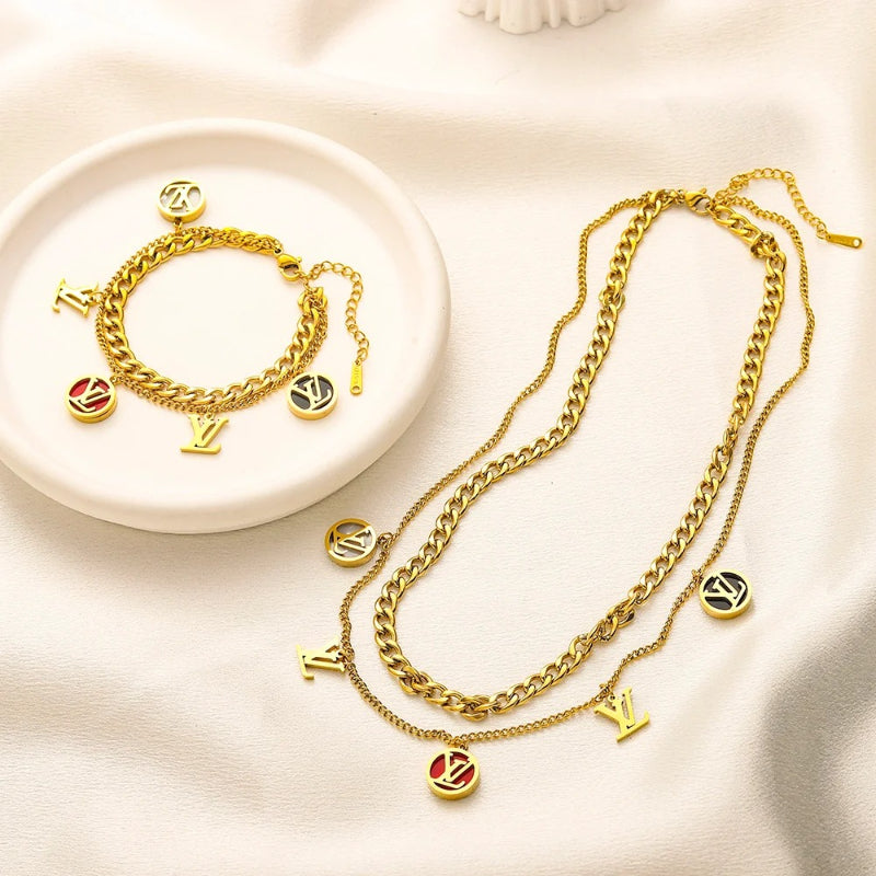 Set Collana Bracciale in Acciaio Inossidabile 304