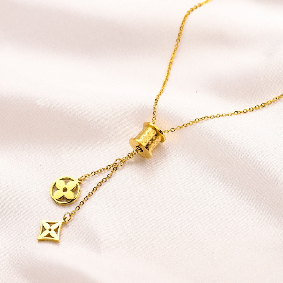 304 Stainless Steel Geometric Floral Bracelet & Necklace - Individual or Set