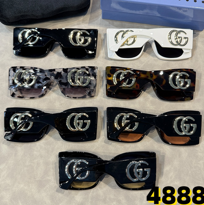 Oversized Square Sunglasses with Interlocking Logo Hinges