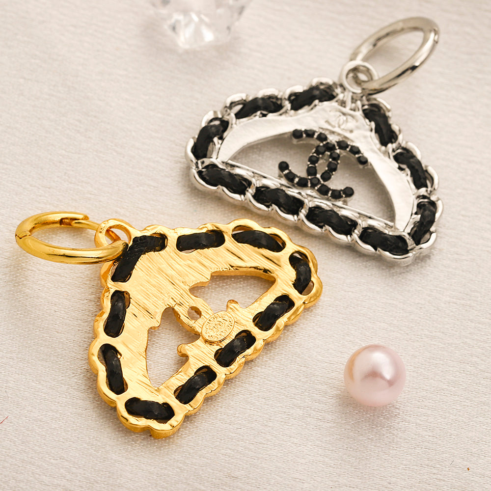 304 Stainless Steel Black Woven Triangle Drop Earrings