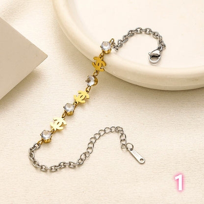 304 Stainless Steel Two-Tone Motif Chain Bracelet - Style Options