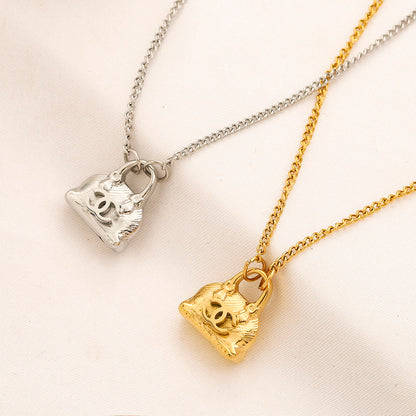 304 Stainless Steel Mini Handbag Pendant Necklace